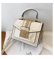 Snake Pattern Shoulder Bag Lock Small Square Portable Messenger Bag