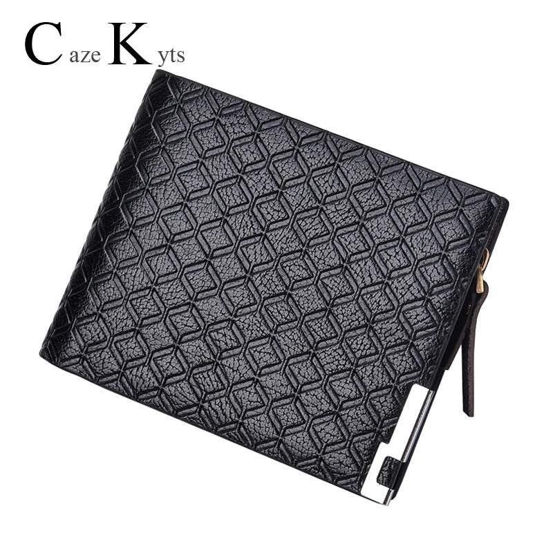 Men's Plaid Check Business Wallet with Zipper