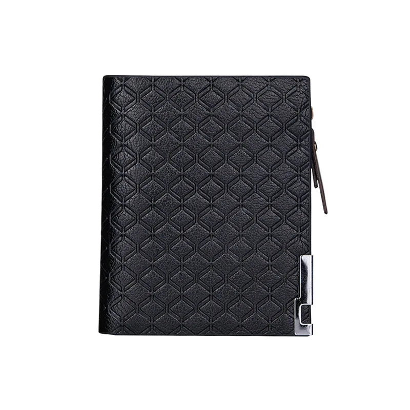 Men's Plaid Check Business Wallet with Zipper