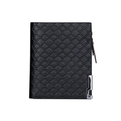 Men's Plaid Check Business Wallet with Zipper