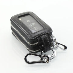 Oil Wax Cowhide Keys Holder Large Capacity Double Layer Men Car Key Case
