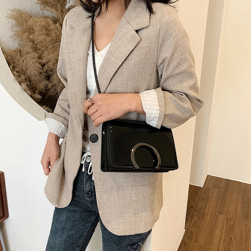 Women's PU Crossbody Bag Small Square Shoulder Messenger Handbag