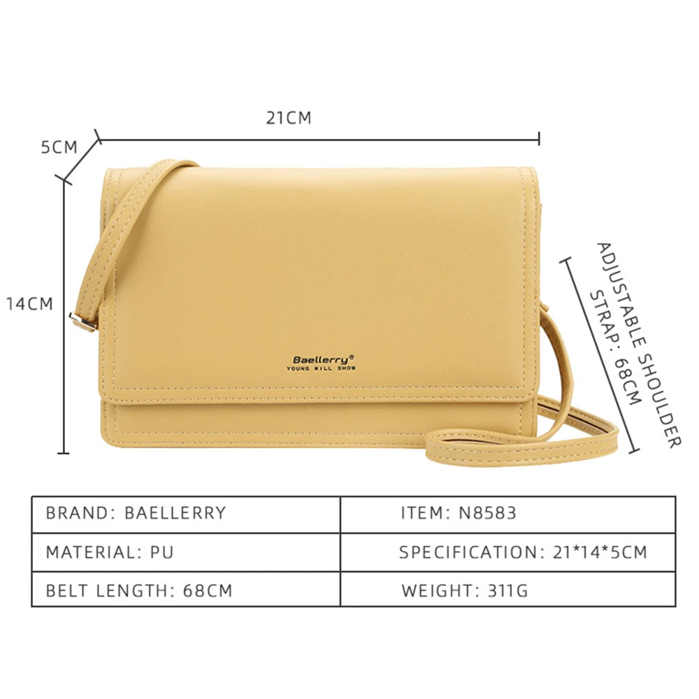 Yellow Women Shoulder Bag Small Square Phone Pocket Gift