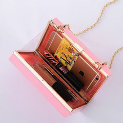 Woman Acrylic Pink Evening Clutch Classic Lady Crossbody Shoulder Bags