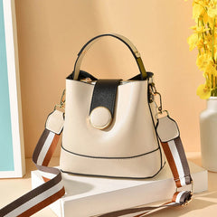 Colorful Strap Bucket Bag PU Leather Shoulder Bags