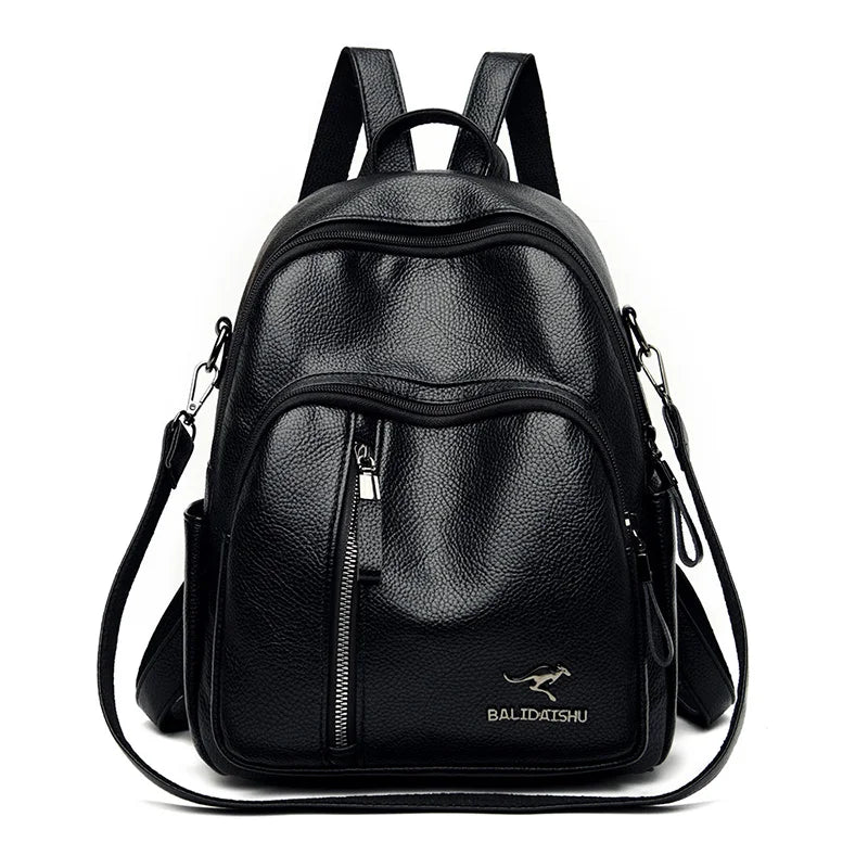 Vintage Leather Backpack Women Shoulder Bag Travel School Girls Mochila