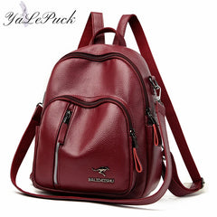Vintage Leather Backpack Women Shoulder Bag Travel School Girls Mochila