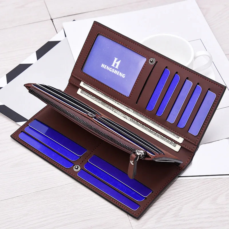 Men's Retro Long Wallet Multi-card Bit Leather Wallet