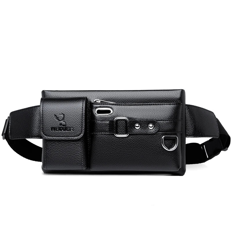 Men's Casual Waist Bag Waterproof PU Leather Chest Bag