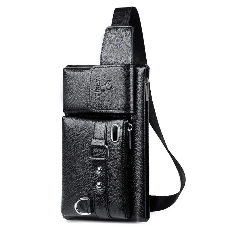Men's Casual Waist Bag Waterproof PU Leather Chest Bag