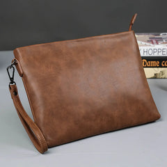Men's Crazy Horse Leather Clutch Handbag for Business