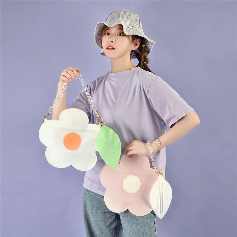Flowers Shape Shoulder Bag with Acrylic Chain