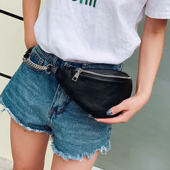 Women's Waist Bag Fanny Pack PU Bag Belt Purse Small Purse Phone Key Pouch