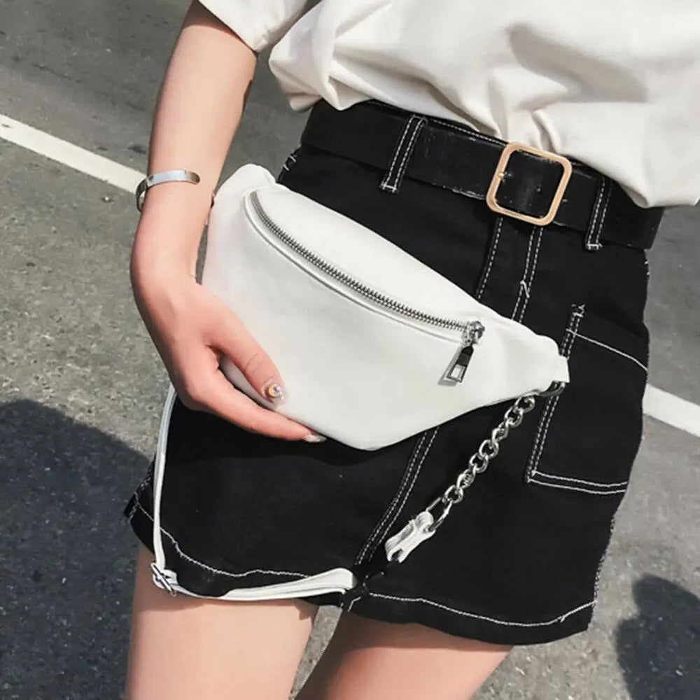 Women's Waist Bag Fanny Pack PU Bag Belt Purse Small Purse Phone Key Pouch