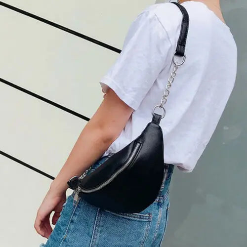 Women's Waist Bag Fanny Pack PU Bag Belt Purse Small Purse Phone Key Pouch
