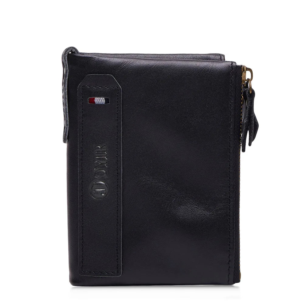 Men's RFID Leather Wallet Double Zipper Clutch Bag