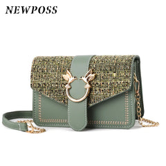 Mini Handbags Women Ins Ultra Fire Retro Wide Shoulder Strap Messenger Bag Purse