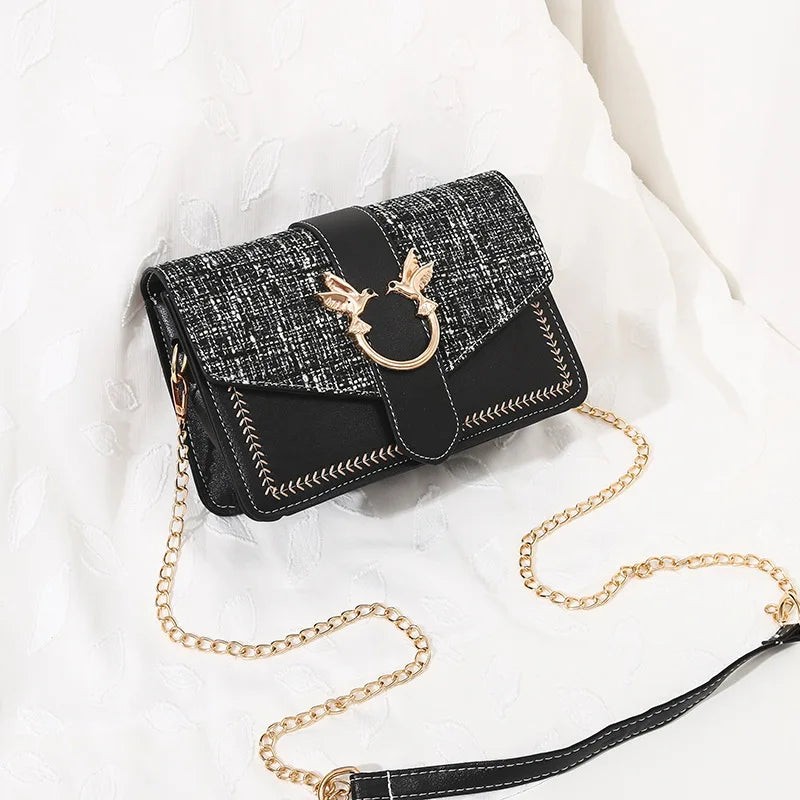 Mini Handbags Women Ins Ultra Fire Retro Wide Shoulder Strap Messenger Bag Purse