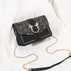 Mini Handbags Women Ins Ultra Fire Retro Wide Shoulder Strap Messenger Bag Purse