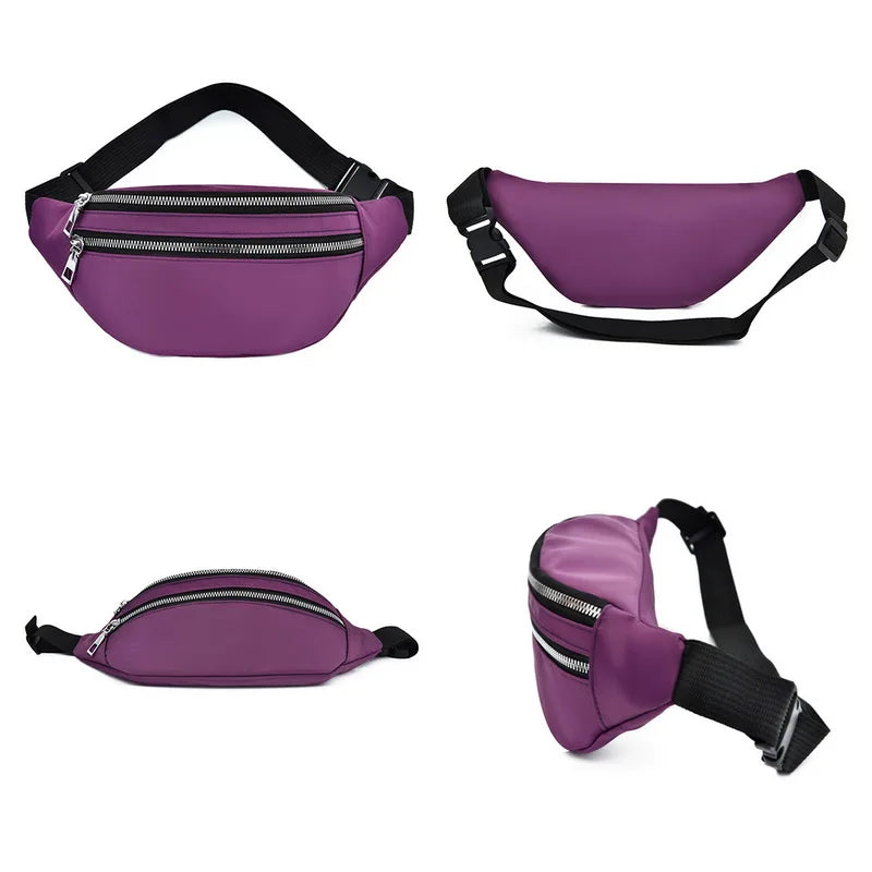 Unisex Geometric Waist Bag Pink Fanny Pack Laser Chest Phone Pouch
