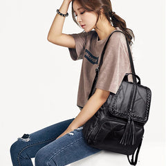 Minimalism Female Backpack Pu Leather Youth Women Bagpack Girl