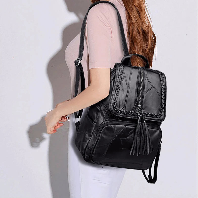 Minimalism Female Backpack Pu Leather Youth Women Bagpack Girl