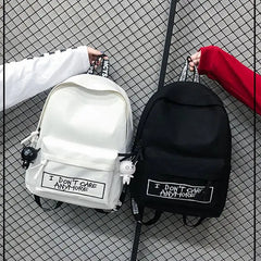 Canvas Backpack Harajuku Style Women Backpack Doll Pendant Shoulder Bag