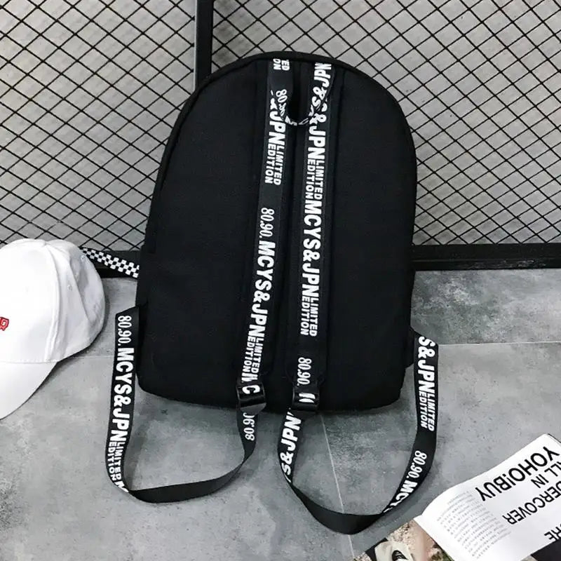 Canvas Backpack Harajuku Style Women Backpack Doll Pendant Shoulder Bag