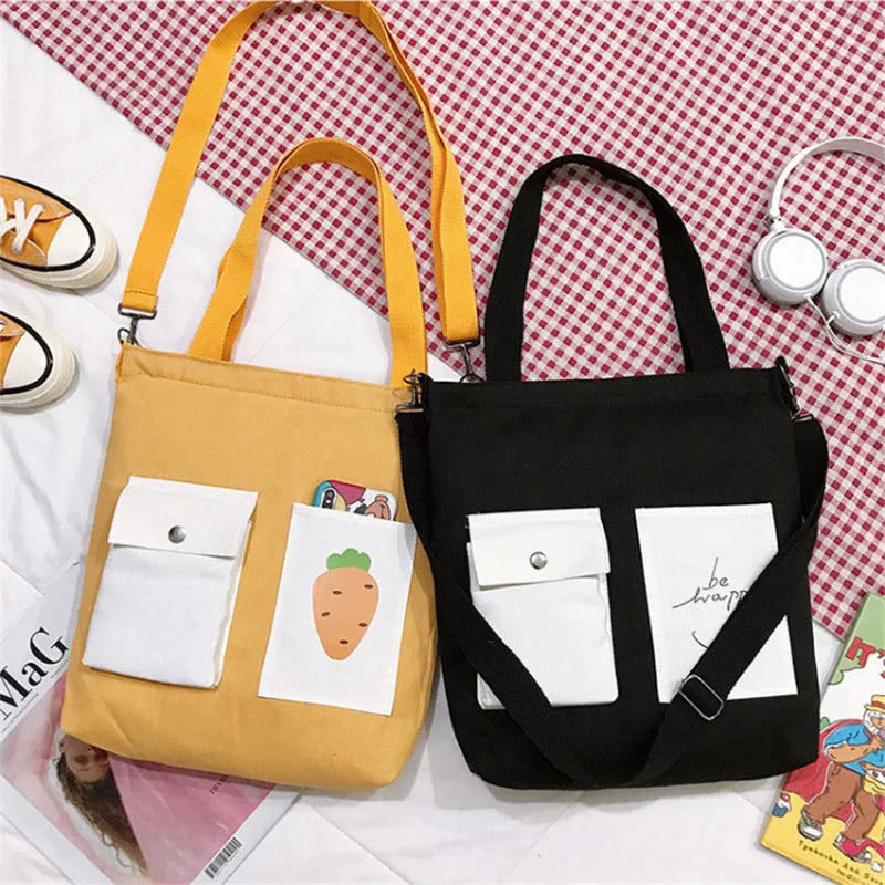 Canvas Student Tuition Bag Female Casual Shoulder Crossbody Bag