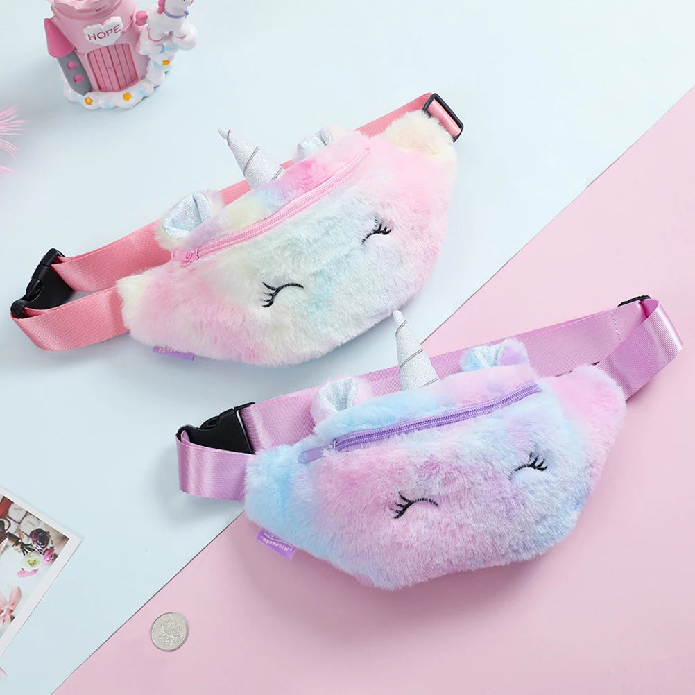 Unicorn Waist Bag Kids Fanny Pack Plush Women Belt Bag