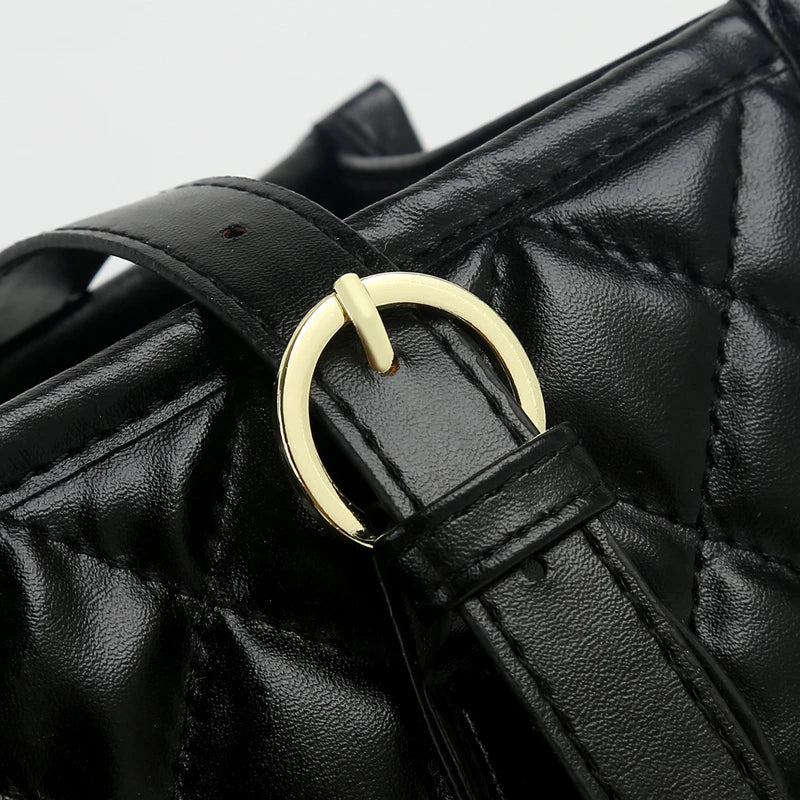 Stylish Quilted PU Leather Shoulder Tote Bag for Women