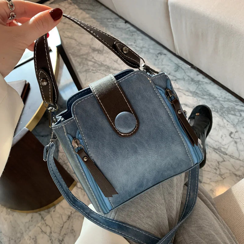 Retro PU Leather Crossbody Satchel Bag Women Small Square Shoulder Messenger Han