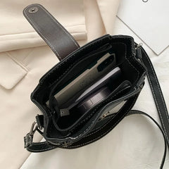 Retro PU Leather Crossbody Satchel Bag Women Small Square Shoulder Messenger Han