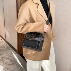 Retro PU Leather Crossbody Satchel Bag Women Small Square Shoulder Messenger Han