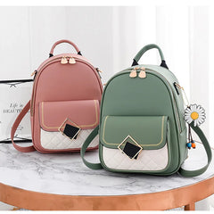 Women Backpack PU Leather Schoolbag Teenager Girls Preppy Style Solid