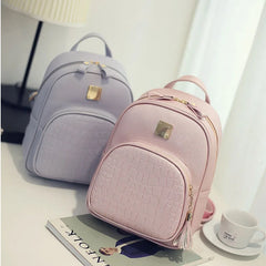 PU Leather Schoolbag for Teenager Girls Female Preppy Style