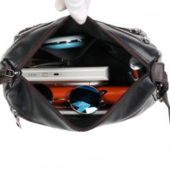 Women Braided PU Shoulder Messenger Bag Multi-pocket Solid Handbag