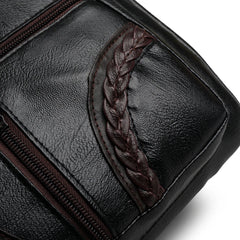 Women Braided PU Shoulder Messenger Bag Multi-pocket Solid Handbag