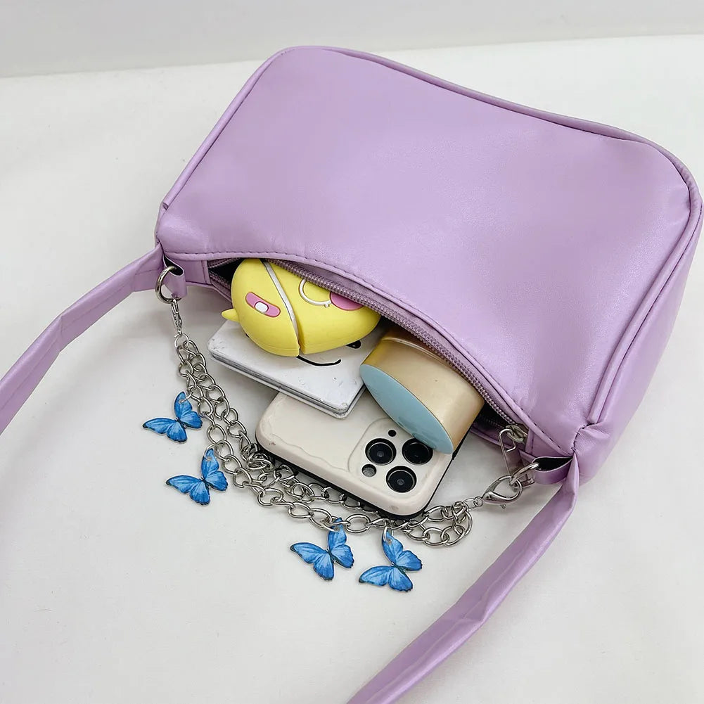 Small Shoulder Underarm Bag Vintage Butterfly Chain Mini Purse Handbag