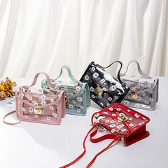 Women Transparent Daisy Pattern Shoulder Bag Chain Strap Messenger Handbag