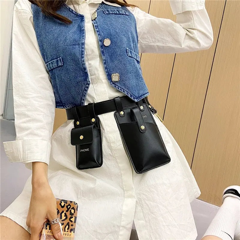 Leather Waist Pack Crossbody Pouch Adjustable Belt Phone Pouch
