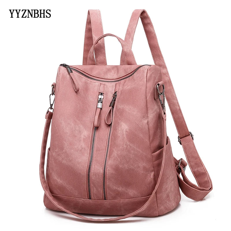 Multifunction Women Leather Backpack Female Shoulder Bag