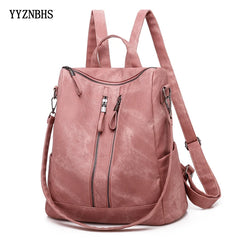 Multifunction Women Leather Backpack Female Shoulder Bag