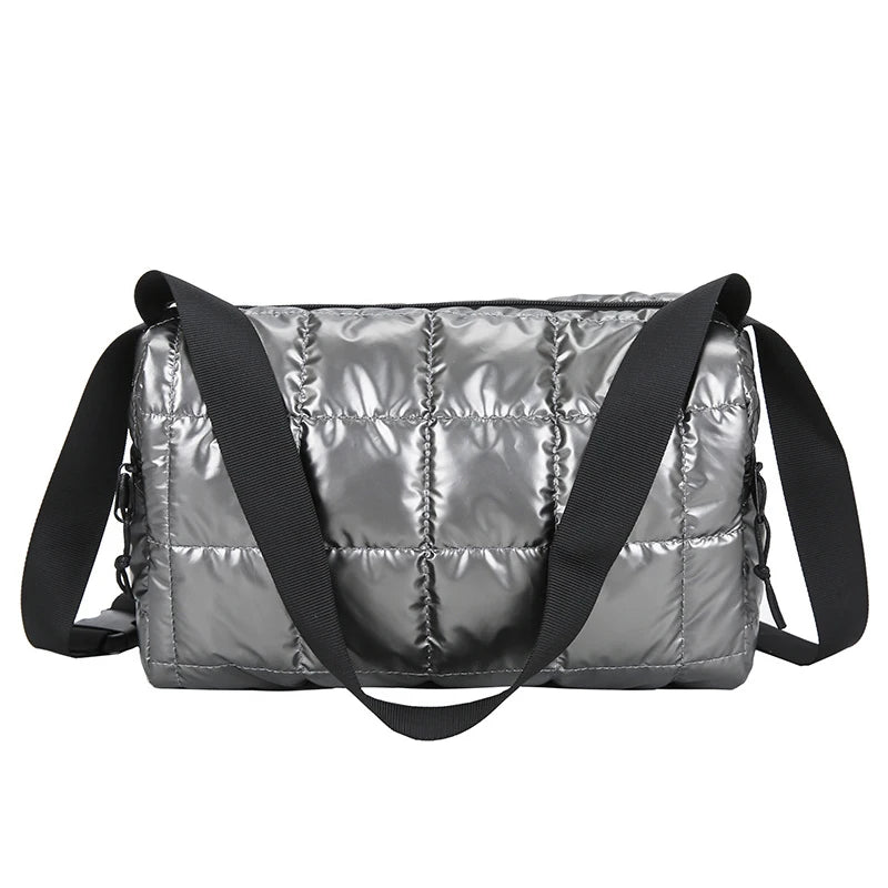 Winter Large Capacity Nylon Shoulder Bag Women Warm Down Handbag Quilted