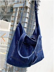Women Denim Handbag Shoulder Bag Large Capacity Shopping Bag