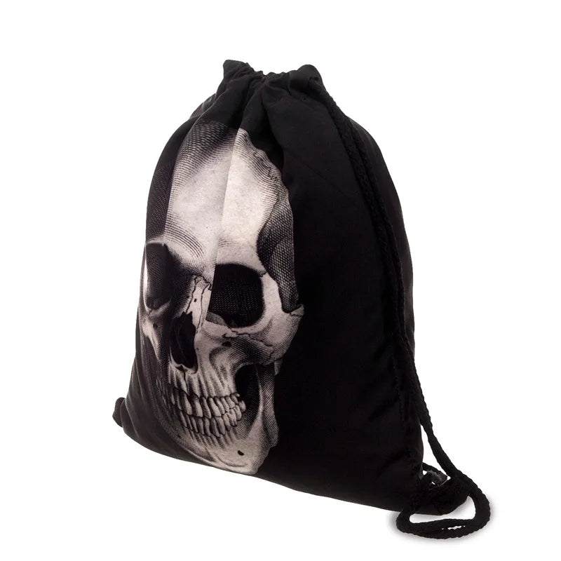 Skull Pattern Drawstring Backpack for Women