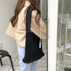 Cotton Thread Knit Women Handbag Ladies Net Hollow Out Tote Bag