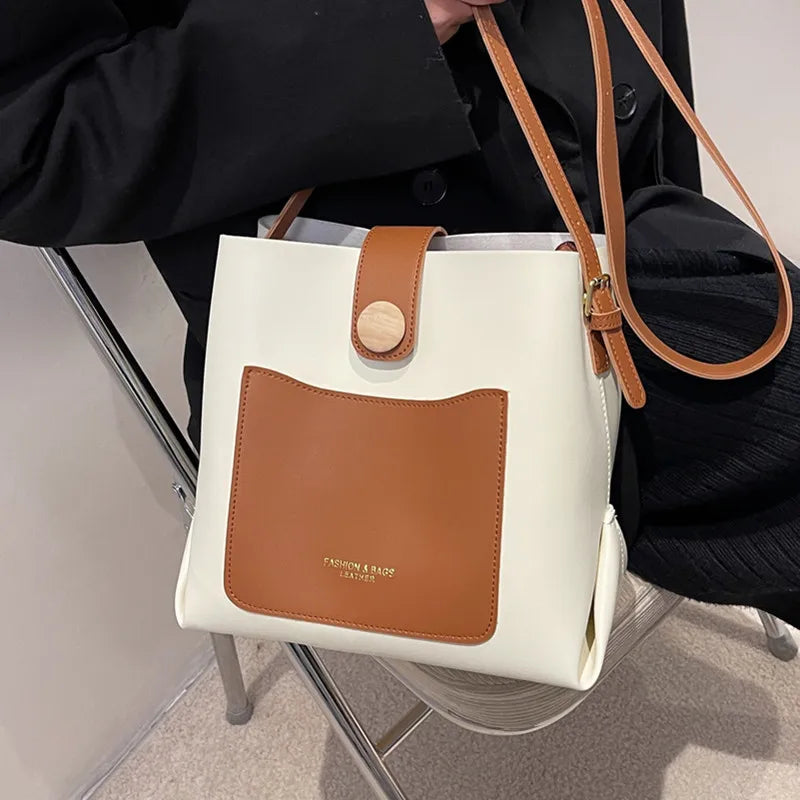 Women's Bucket Crossbody Bag High Pu Leather Shoulder Handbag