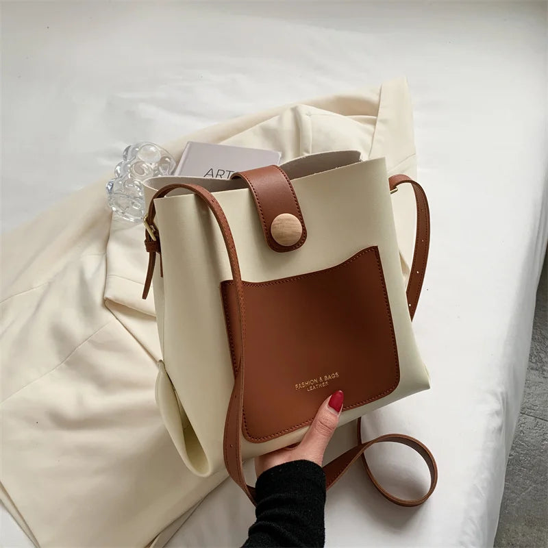Women's Bucket Crossbody Bag High Pu Leather Shoulder Handbag