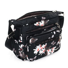 Women Flower Butterfly Printed Waterproof Nylon Shoulder Bags
